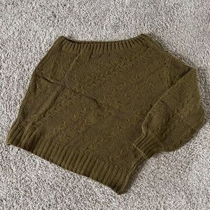 Olive Green Cable Knit Women's Single Sleeve Sweater